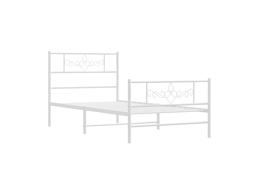 Lit-90x200 cm métal avec tête de lit/pied de lit blanc EGGB56653