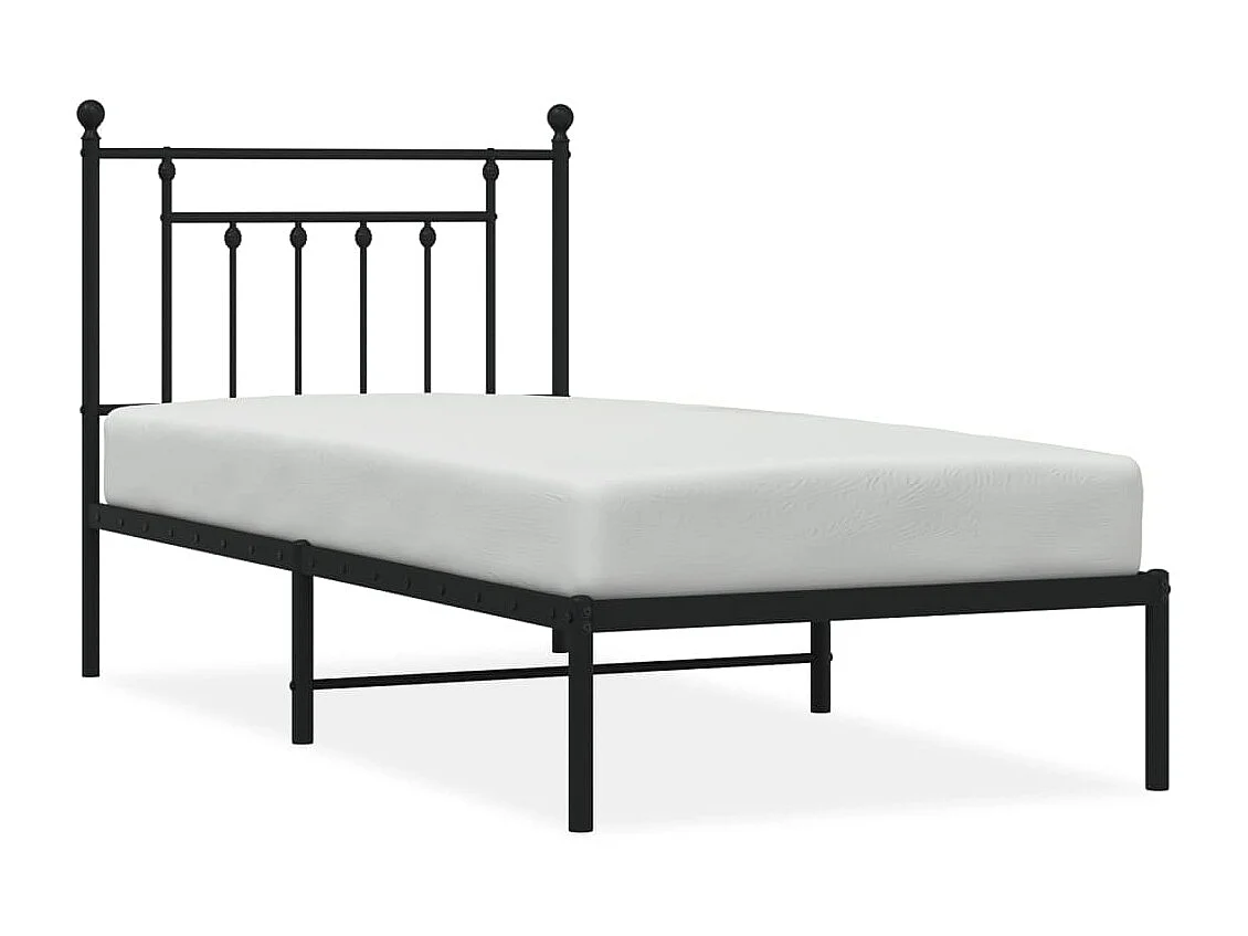 Lit-90x200 cm métal avec tête de lit noir EGGB84753