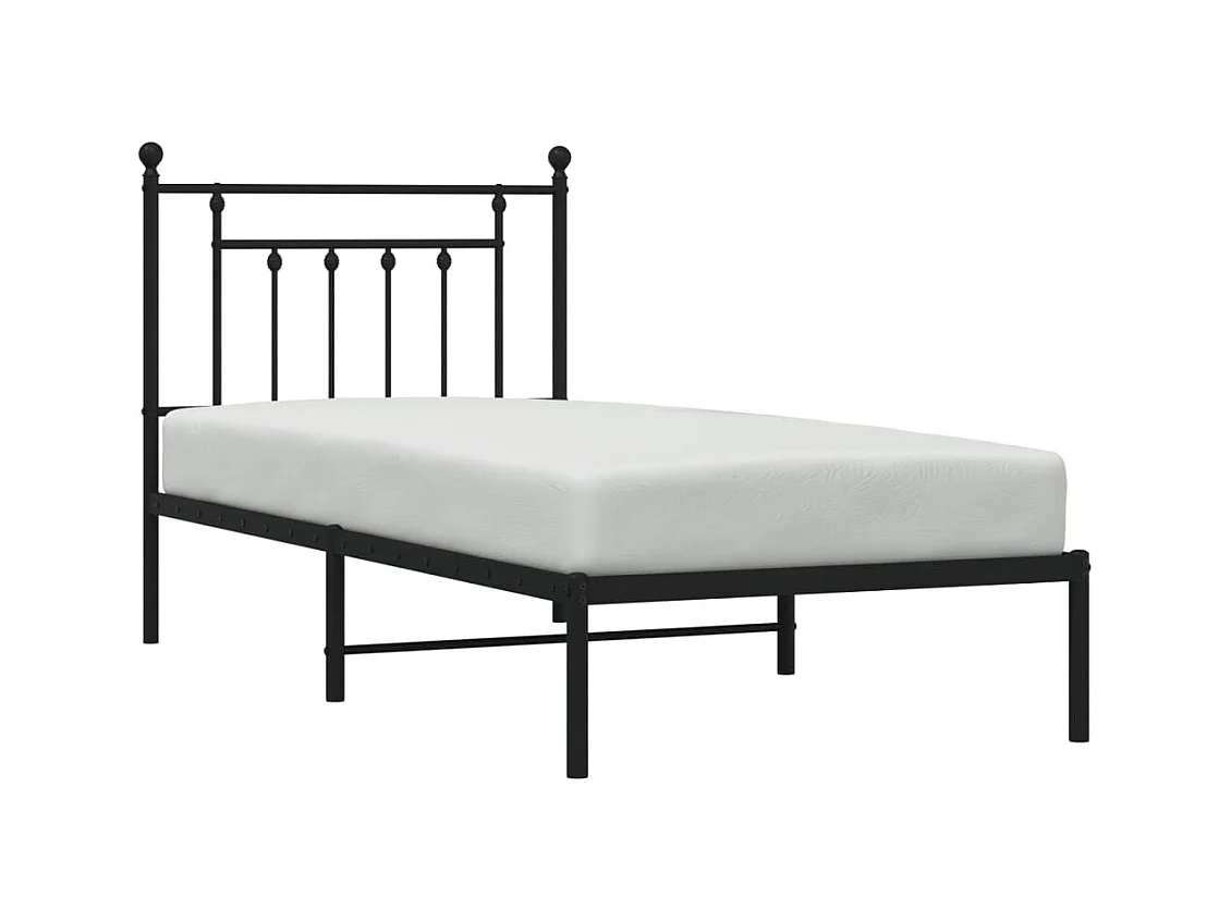 Lit-90x200 cm métal avec tête de lit noir EGGB84753