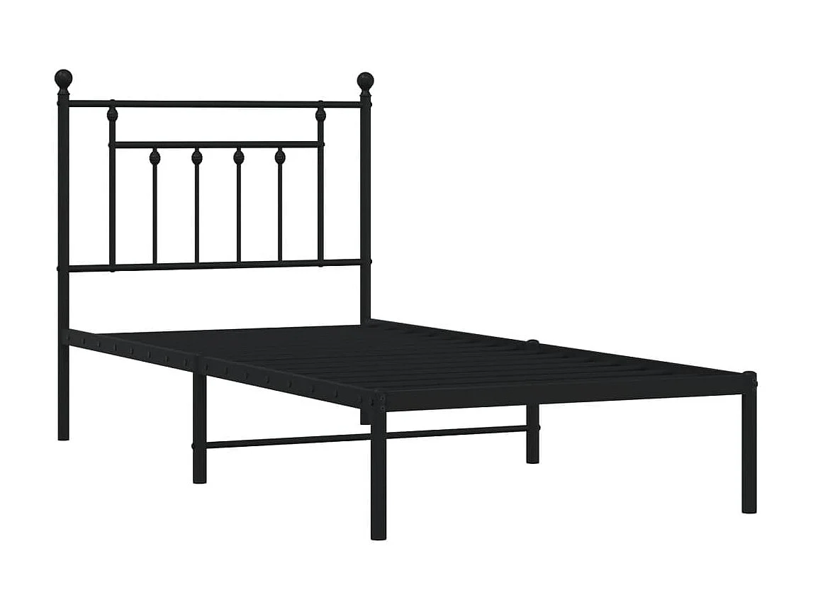 Bedframe met hoofdbord metaal zwart 90x200 cm NL24764