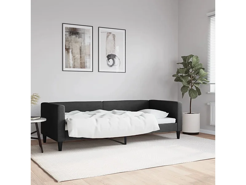 Cama 90x190 cm tela negro ES83417