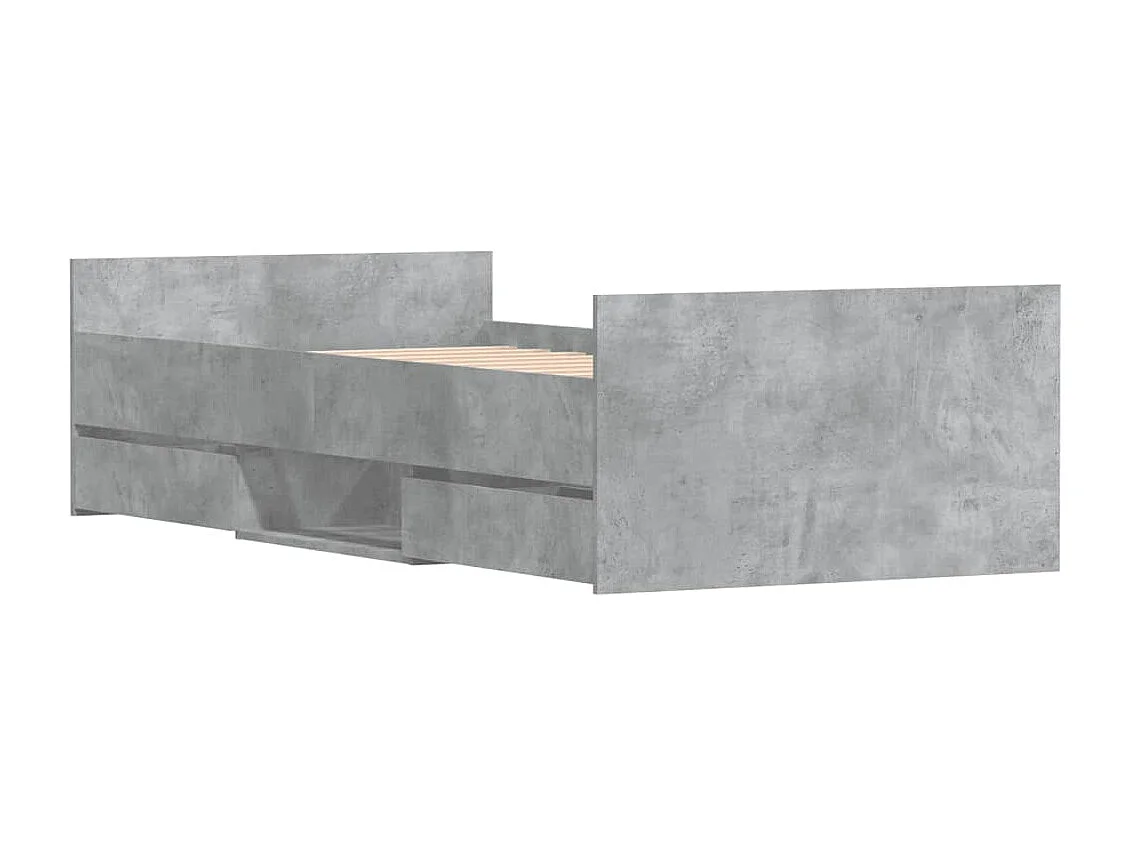 Lit-90x200 cm tête de lit et pied de lit gris béton EGGB19534