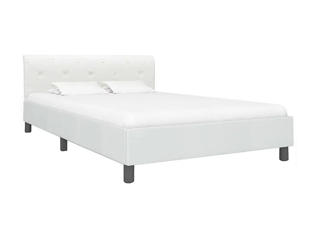 Cama 140x200 cm de cuero sintético blanco ES79582