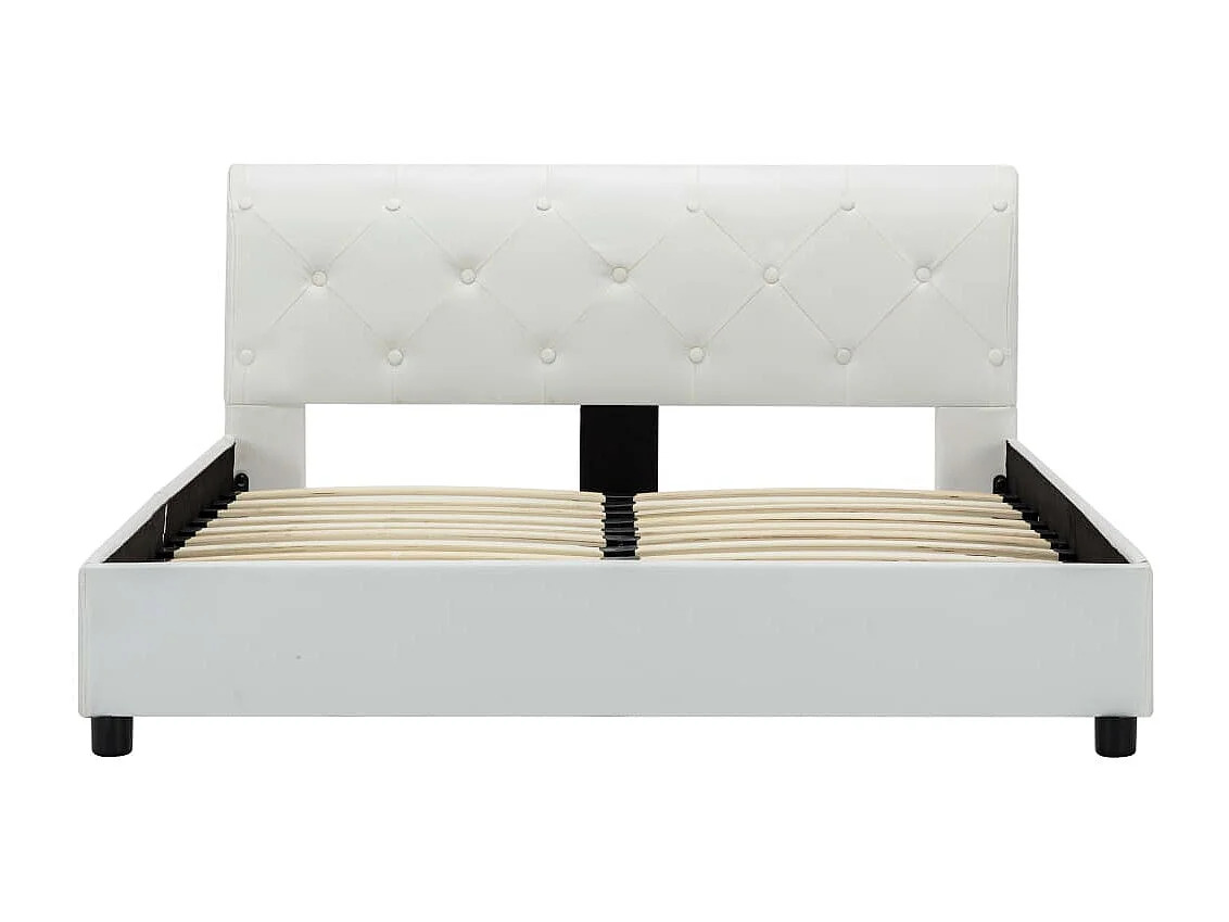 Cama 140x200 cm de cuero sintético blanco ES79582