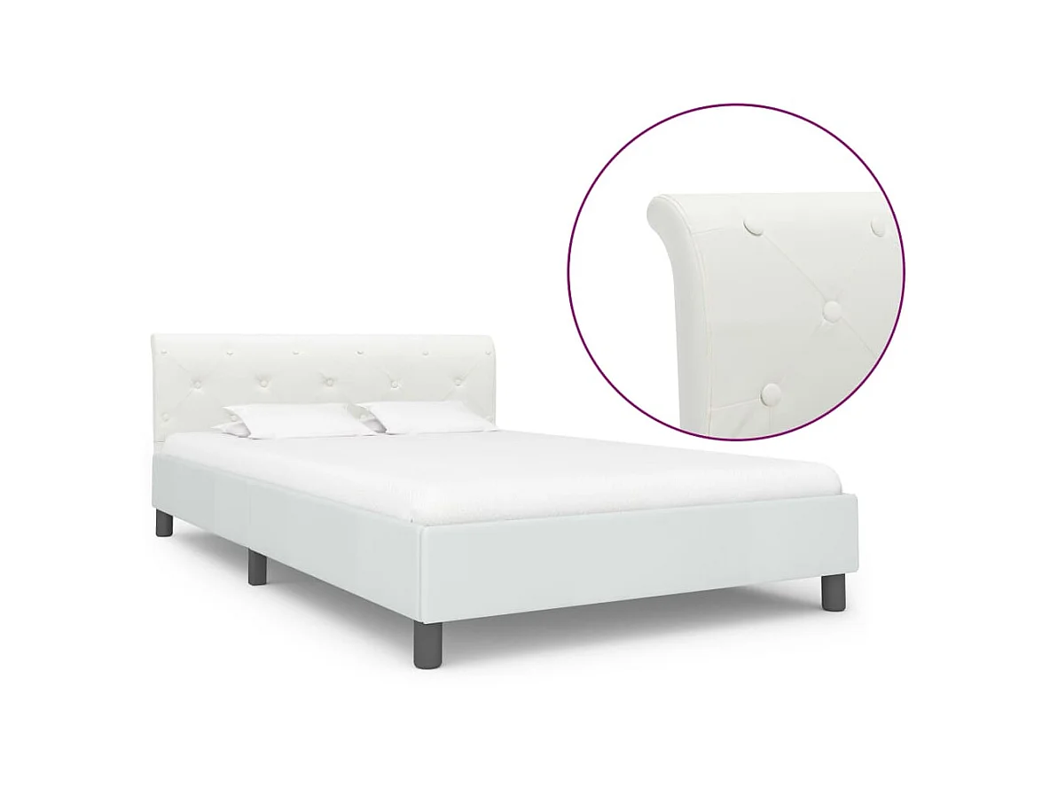 Lit-140x200 cm Blanc Similicuir EGGB43408