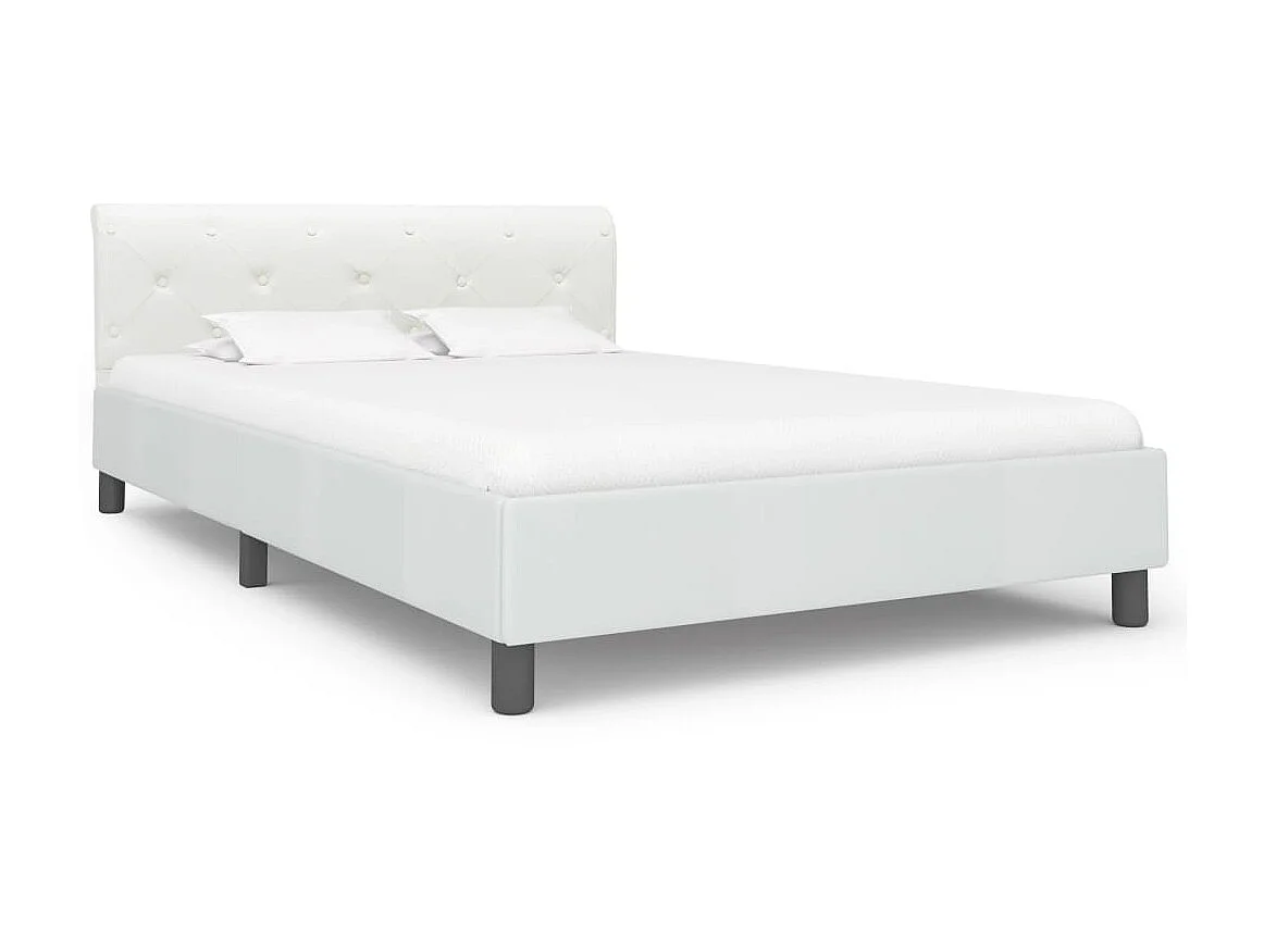 Lit-140x200 cm Blanc Similicuir EGGB43408