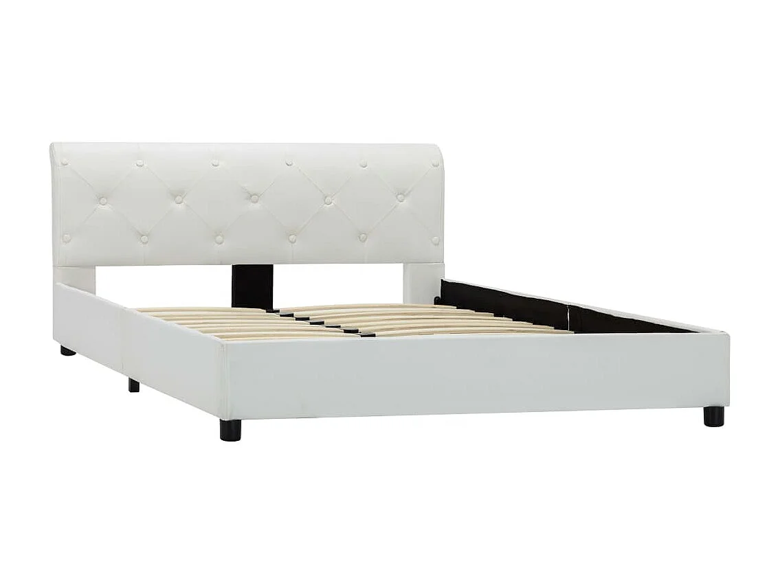 Lit-140x200 cm Blanc Similicuir EGGB43408