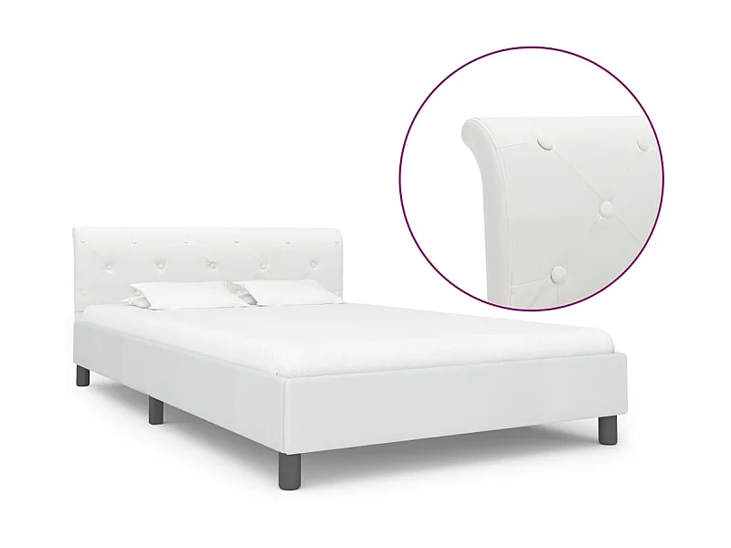 Cama 140x200 cm de cuero sintético blanco ES79582