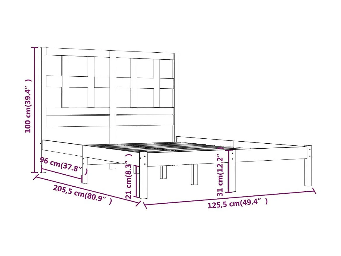 Lit-120x200 cm Bois de pin massif EGGB72072