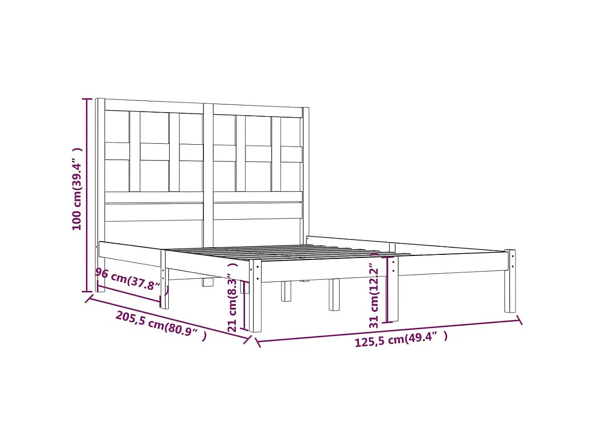 Lit-120x200 cm Bois de pin massif EGGB72072
