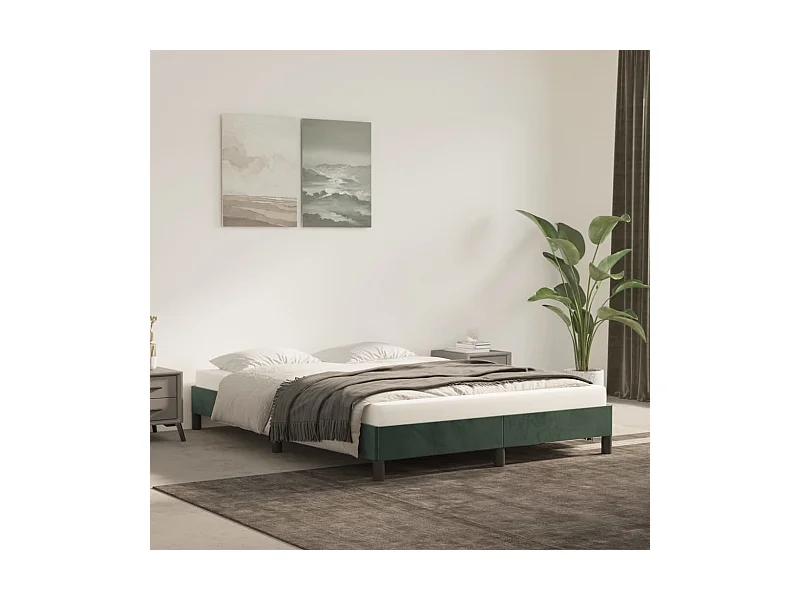 Lit-140x190 cm Vert foncé Velours EGGB24101