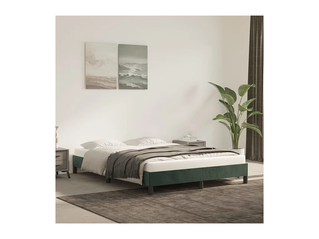 Lit-140x190 cm Vert foncé Velours EGGB24101