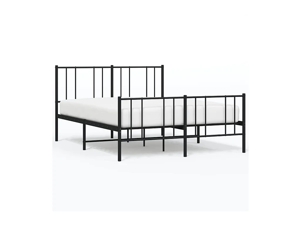 Lit-160x200 cm métal avec tête de lit/pied de lit noir EGGB50024