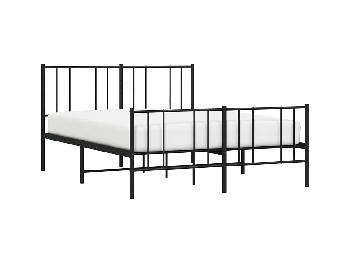 Lit-160x200 cm métal avec tête de lit/pied de lit noir EGGB50024