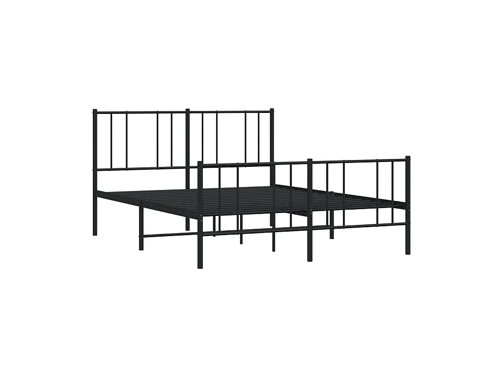 Lit-160x200 cm métal avec tête de lit/pied de lit noir EGGB50024