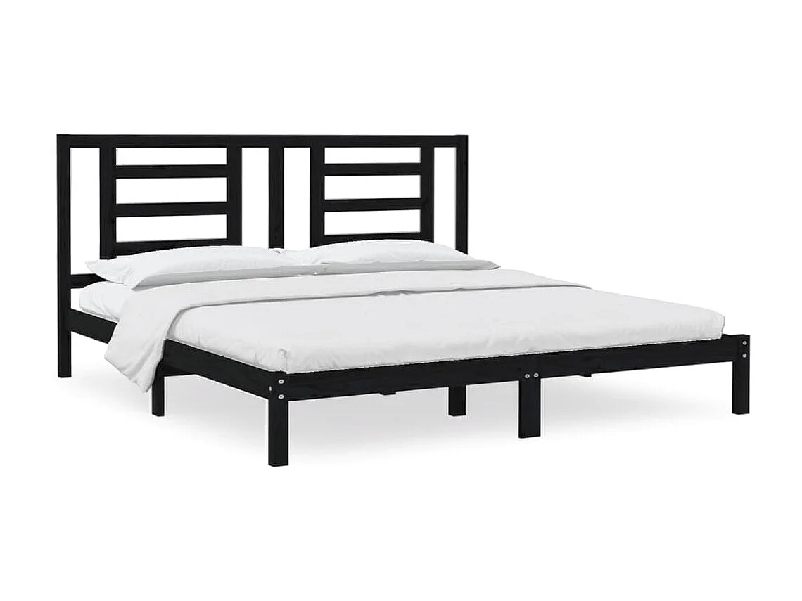 Lit-200x200 cm Noir Bois de pin massif EGGB15954