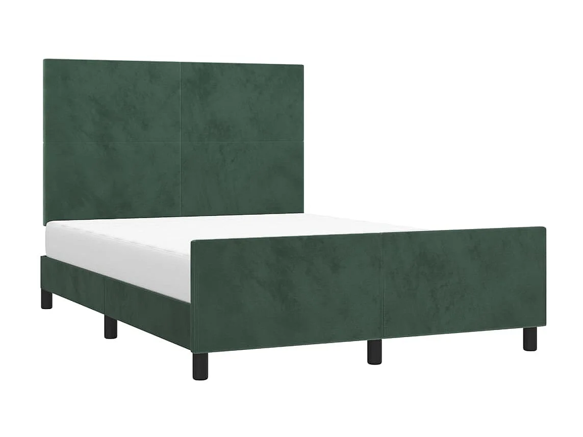 Lit-140x190 cm avec tête de lit Vert foncé Velours EGGB56182