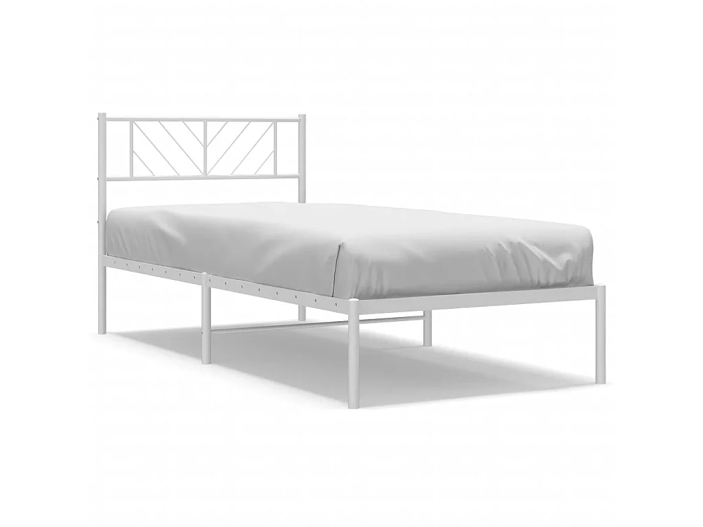 Lit-100x200 cm métal avec tête de lit blanc EGGB79808