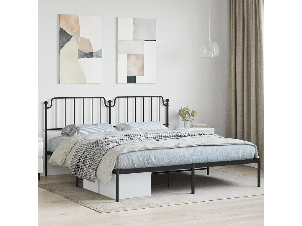 Bedframe met hoofdbord metaal zwart 183x213 cm NL73115