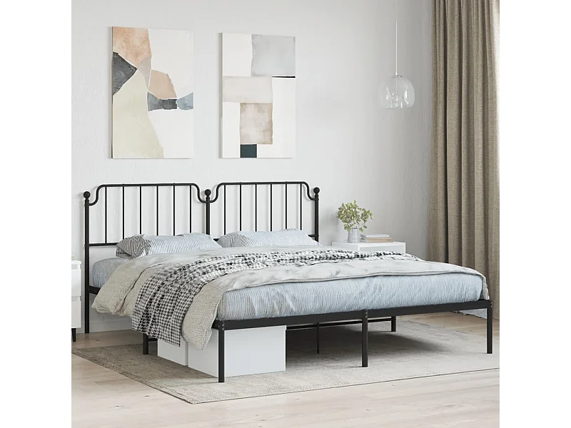 Cama com cabeceira 183x213 cm metal preto PT688498