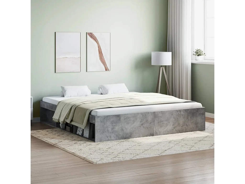 Cama super king size 180x200 cm cinza cimento PT955565