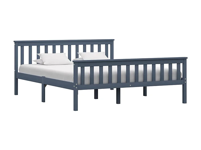 Lit-160x200 cm Gris Bois de pin massif EGGB43234