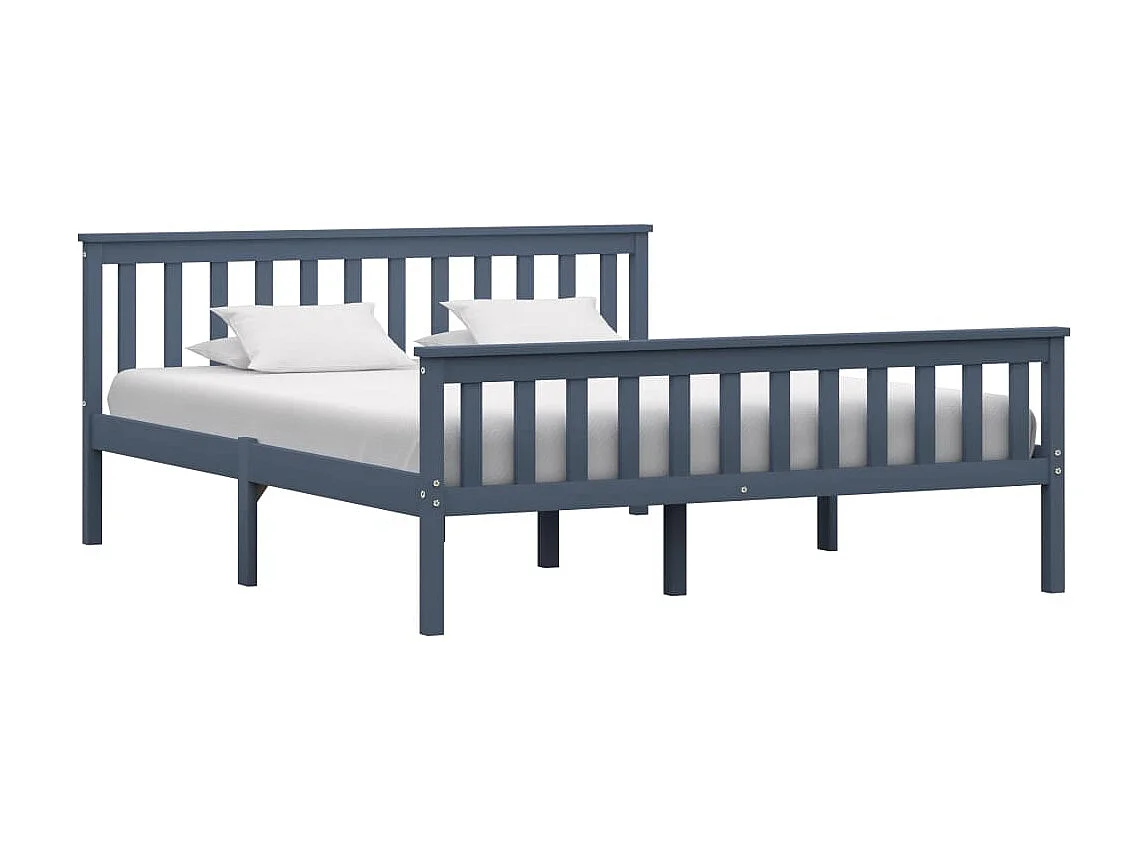 Cama em pinho maciço 160x200 cm cinzento PT440088