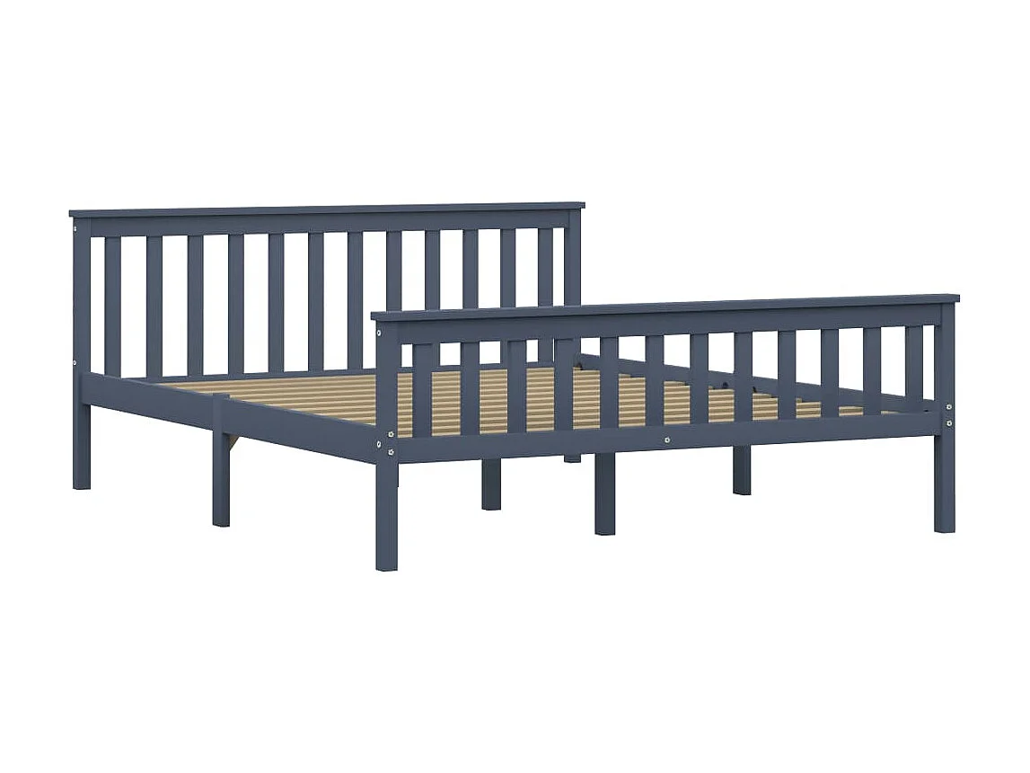 Cama em pinho maciço 160x200 cm cinzento PT440088