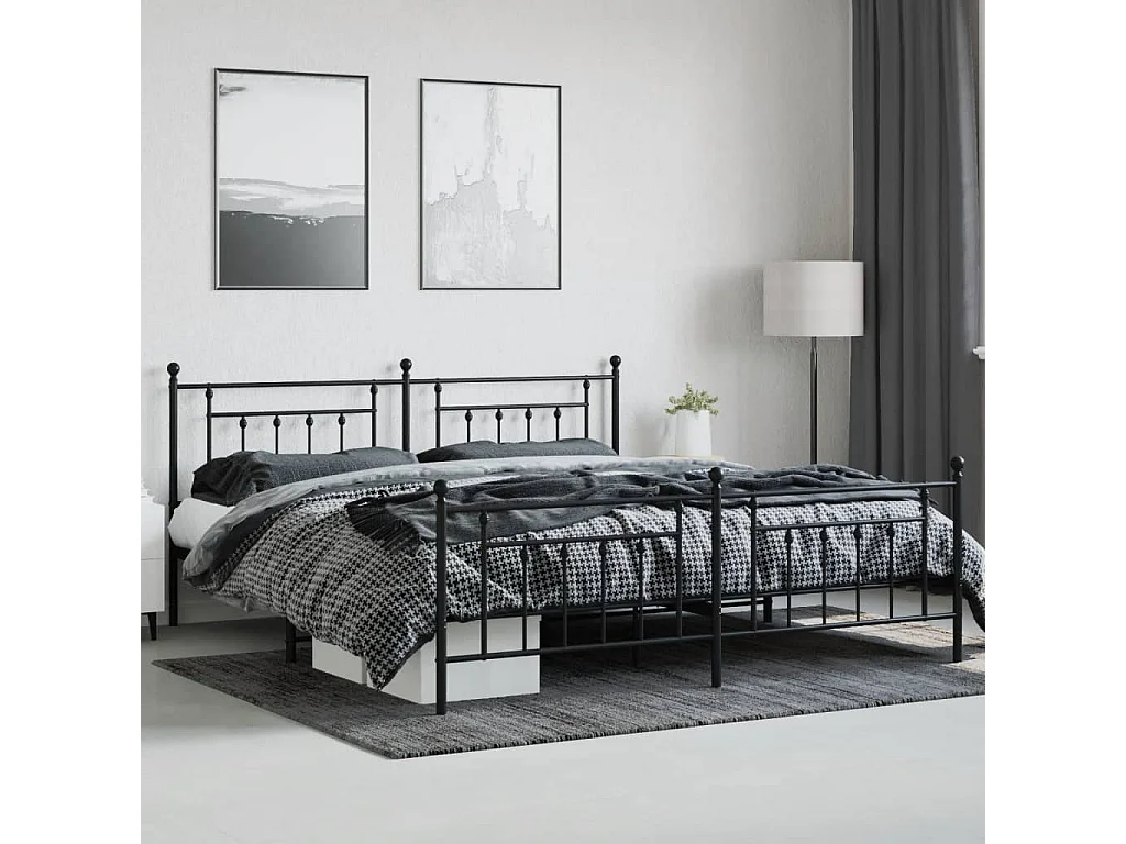 Bedframe met hoofd- en voeteneinde metaal zwart 200x200 cm NL95945