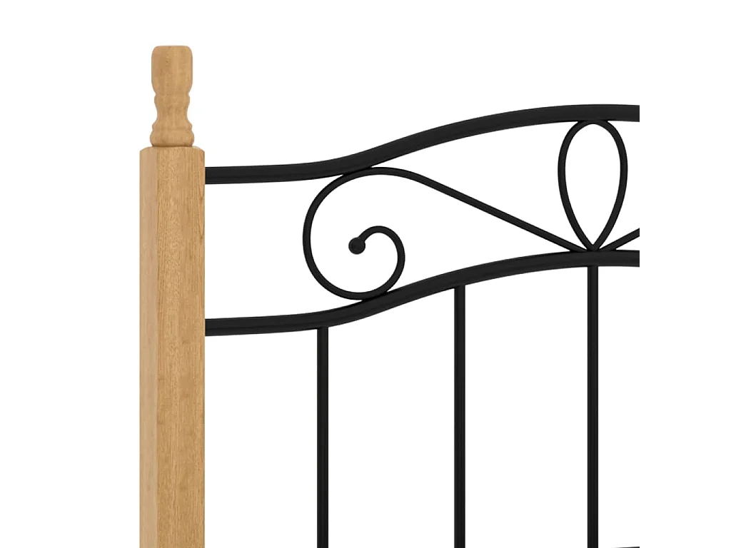 Bedframe metaal en massief eikenhout zwart 100x200 cm NL18363