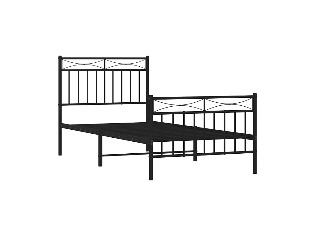Lit-90x200 cm métal avec tête de lit/pied de lit noir EGGB12775