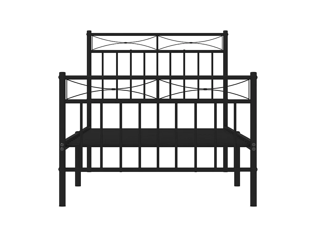 Lit-90x200 cm métal avec tête de lit/pied de lit noir EGGB12775