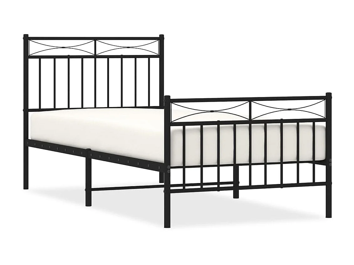 Cama com cabeceira e pés 90x200 cm metal preto PT111207