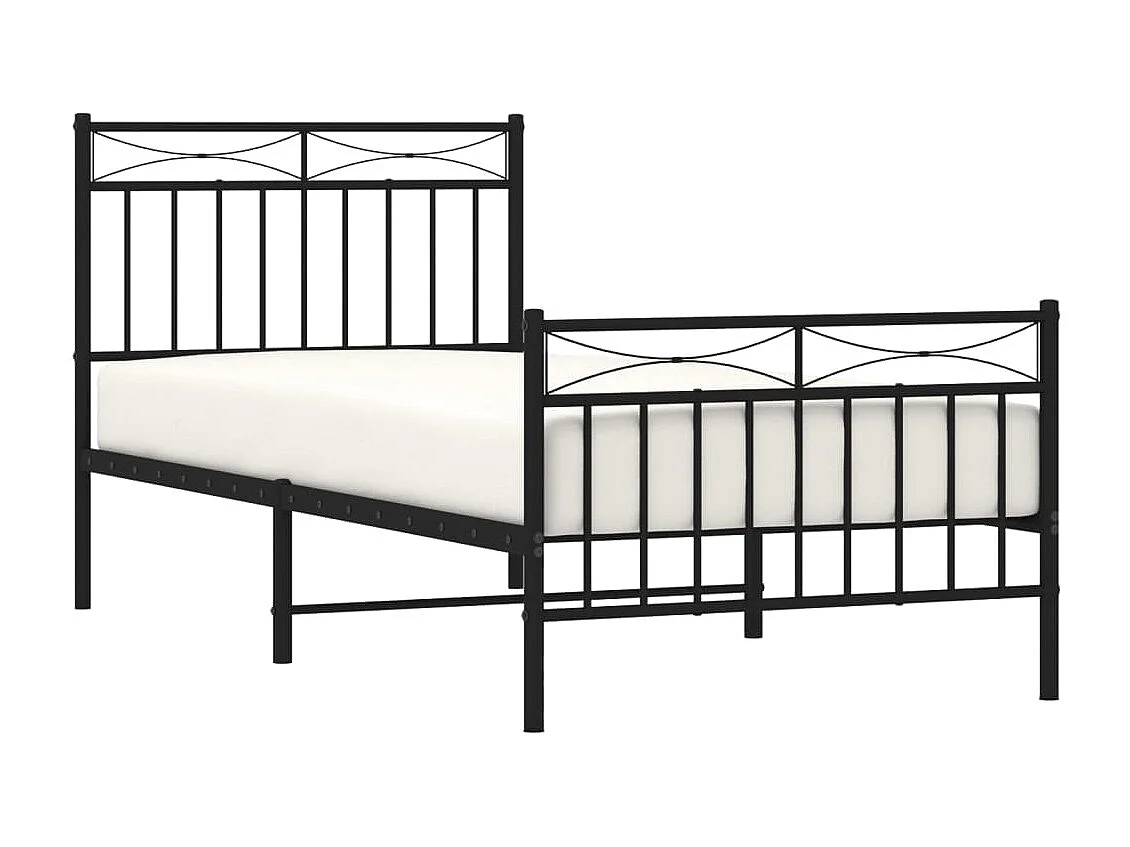 Cama com cabeceira e pés 90x200 cm metal preto PT111207