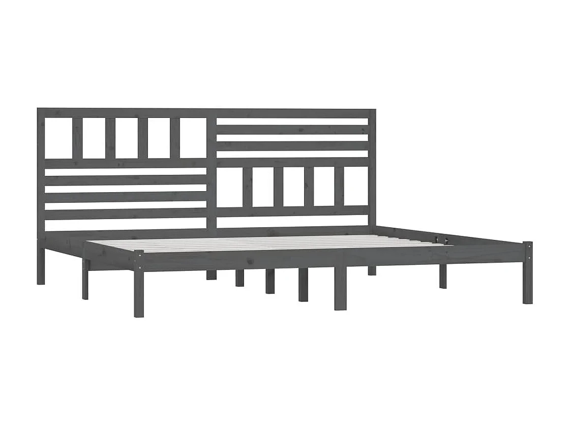 Lit-200x200 cm Gris Bois de pin massif EGGB29883