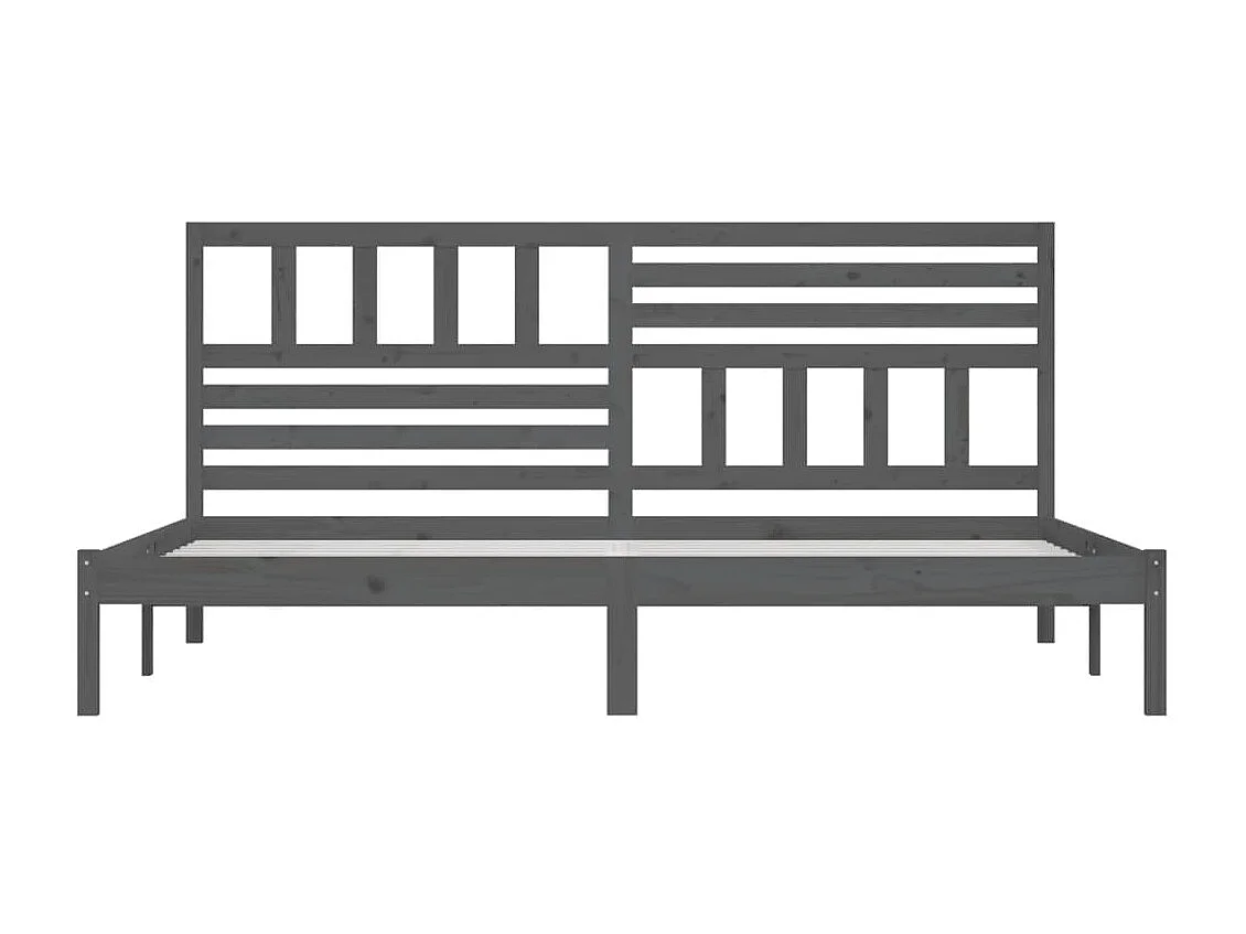 Lit-200x200 cm Gris Bois de pin massif EGGB29883