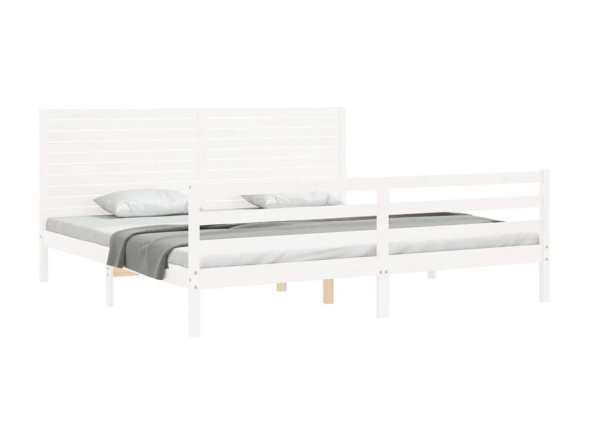 Lit-180x200 cm avec tête de lit blanc Super King bois massif EGGB84573