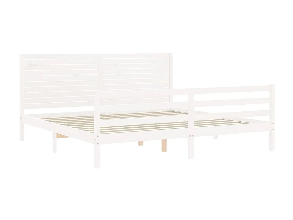 Lit-180x200 cm avec tête de lit blanc Super King bois massif EGGB84573