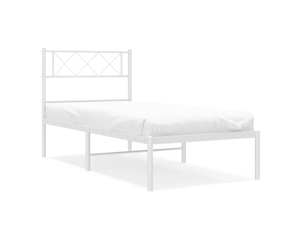 Lit-90x190 cm métal avec tête de lit blanc EGGB21546