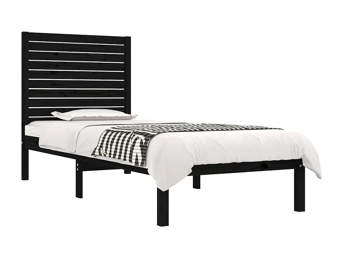 Cama pequena solteiro 75x190 cm madeira preto PT471914