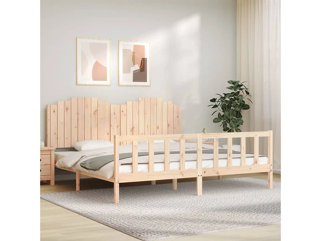 Cama com cabeceira 200x200 cm madeira maciça PT928910