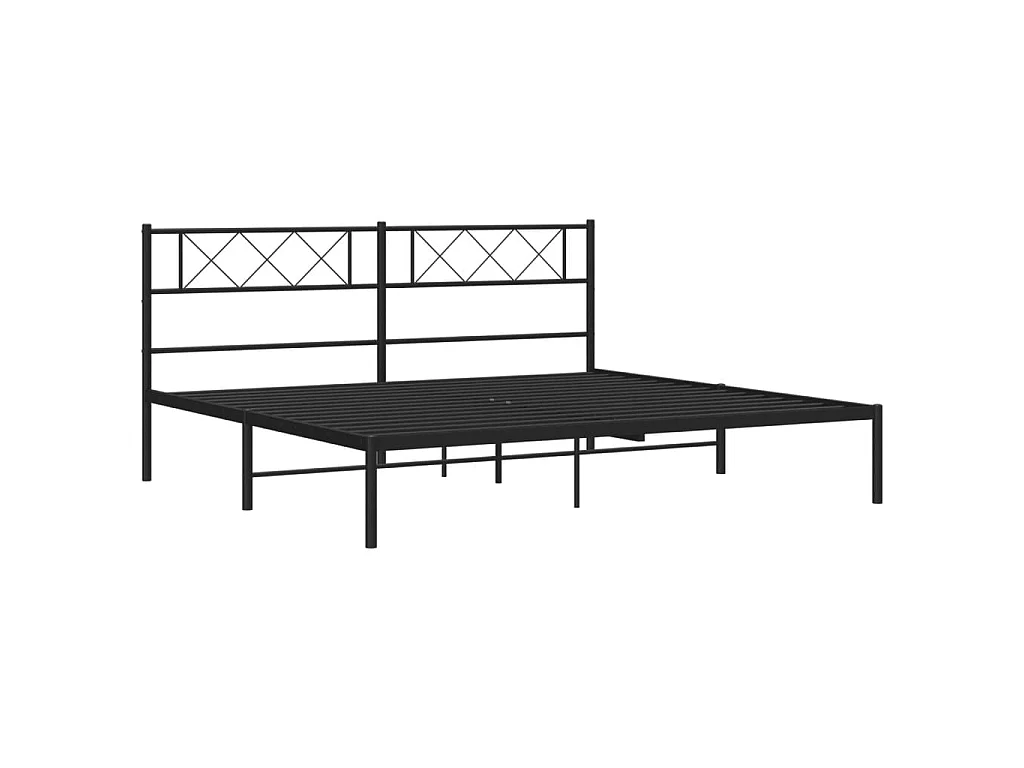 Lit-183x213 cm métal avec tête de lit noir EGGB11376