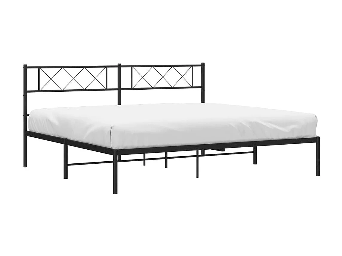 Lit-183x213 cm métal avec tête de lit noir EGGB11376