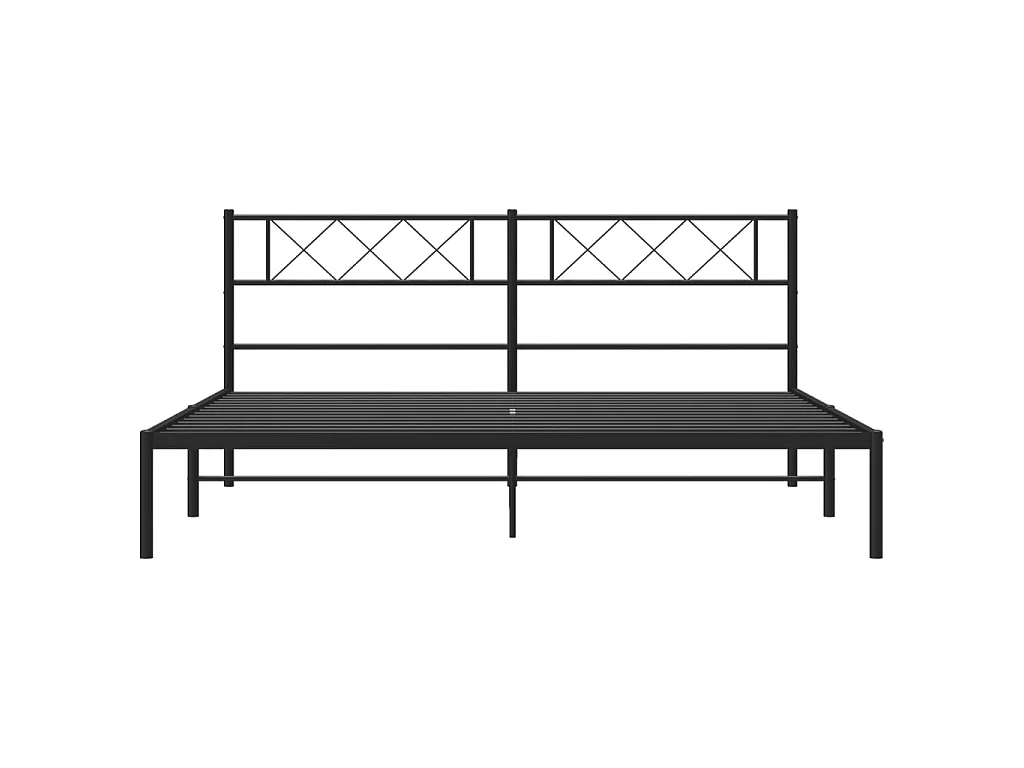 Lit-183x213 cm métal avec tête de lit noir EGGB11376
