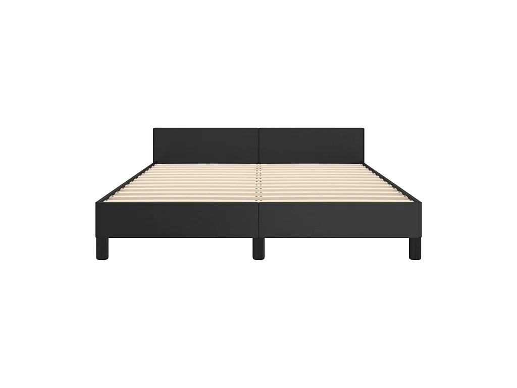 Cama 140x190 cm con cabecero cuero sintético negro ES24625