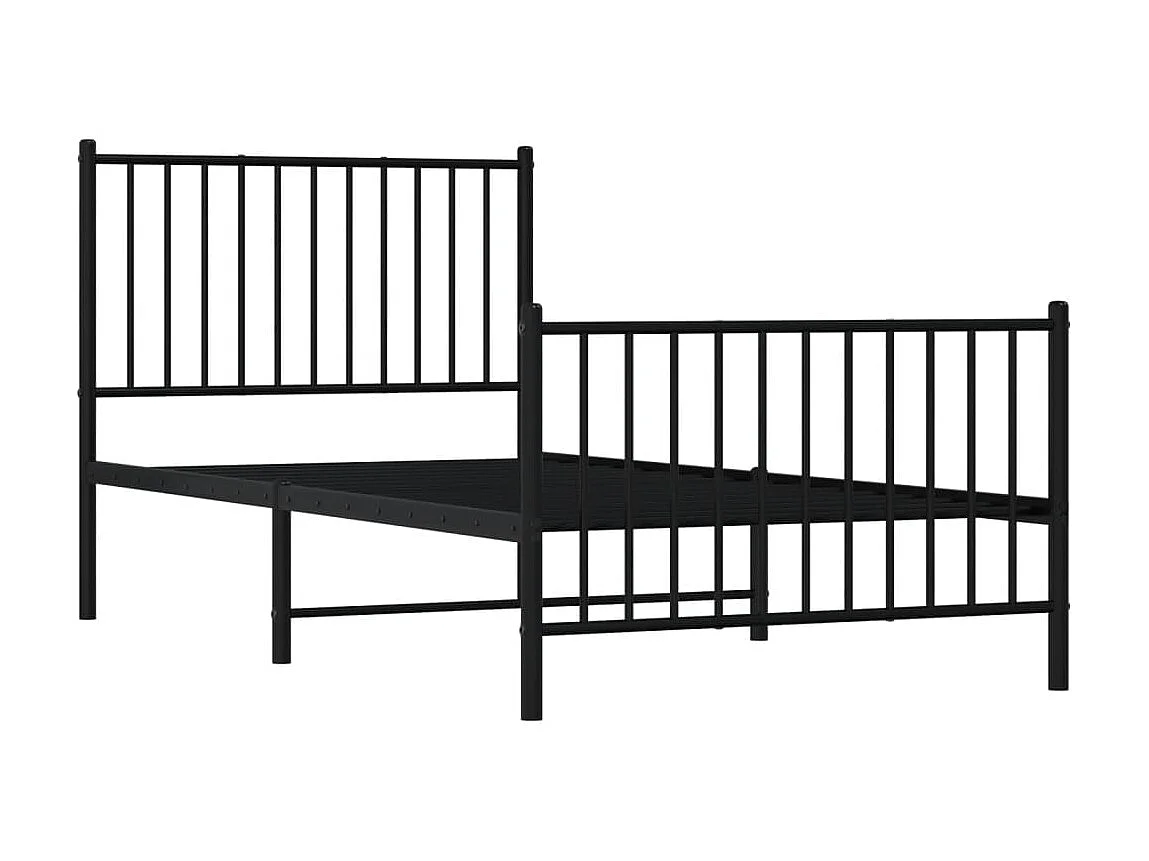 Lit-90x190 cm métal avec tête de lit/pied de lit noir EGGB55912