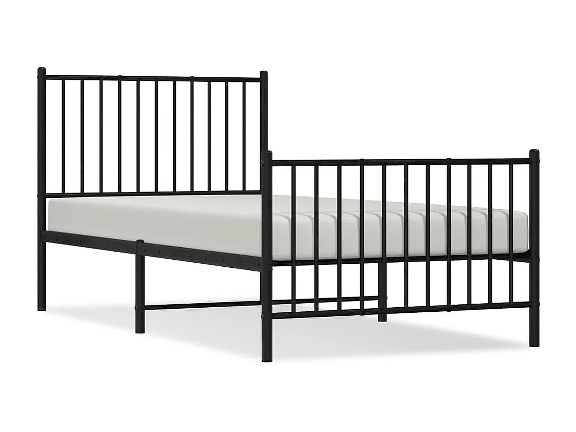 Cama 90x190 cm con cabecero y estribo metal negro ES45558