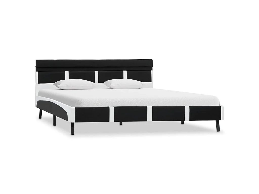 Lit-140x200 cm avec LED noir similicuir EGGB28974