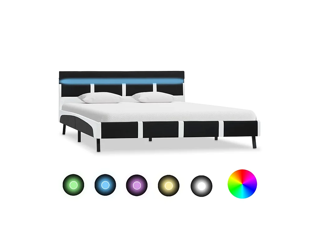 Bedframe met LED kunstleer zwart 140x200 cm NL73377