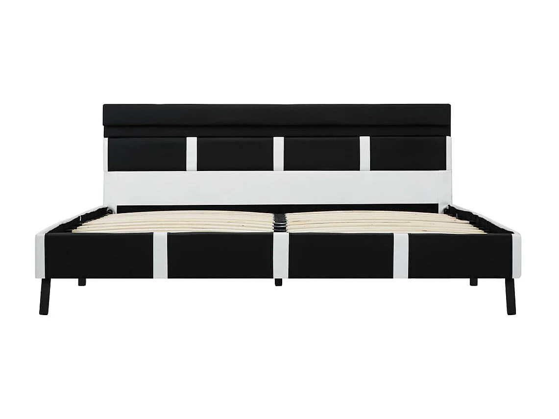 Lit-140x200 cm avec LED noir similicuir EGGB28974